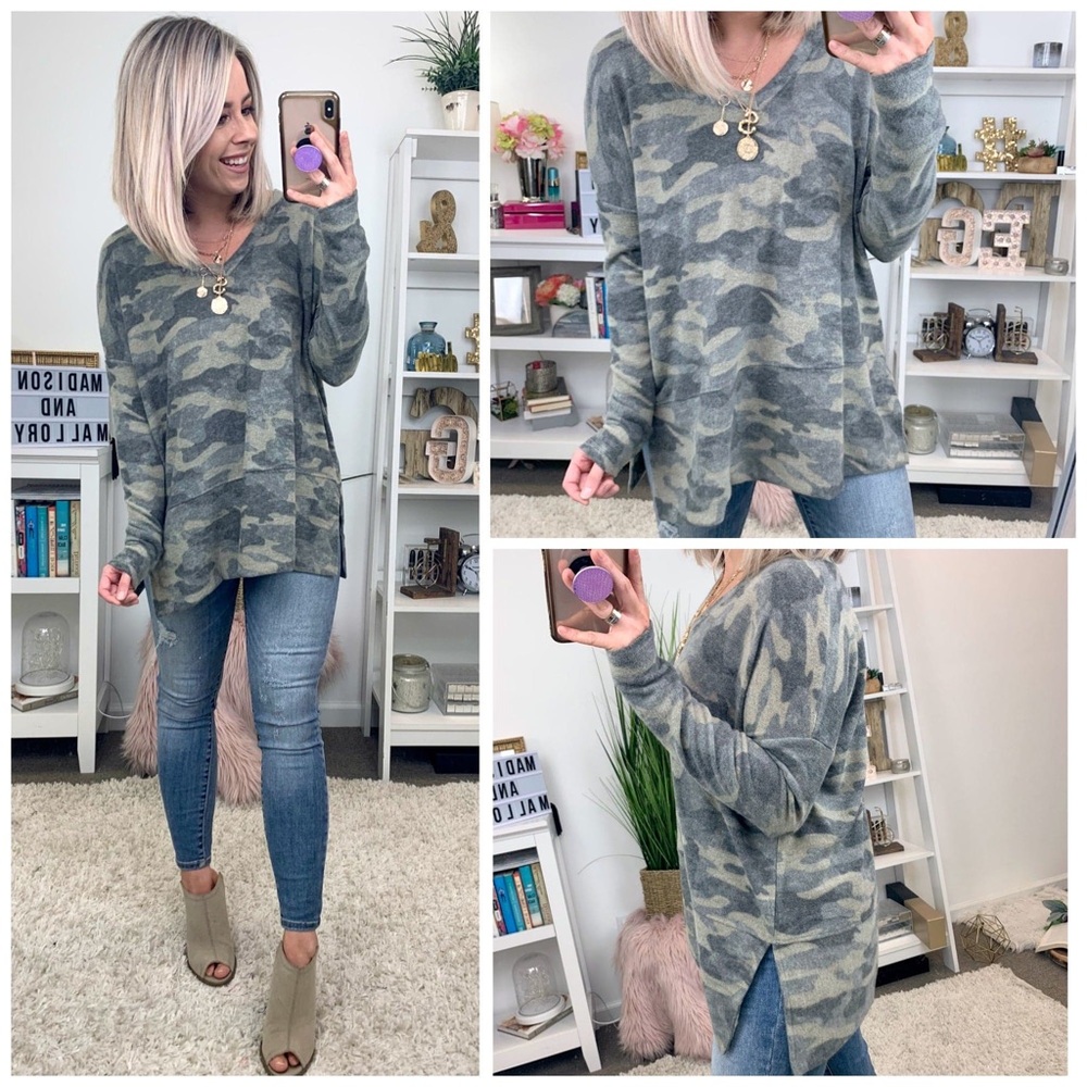 Brushed Camo Print Top